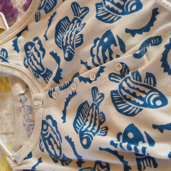 Vintage White and Blue Fish Romper - Picture 2 of 4